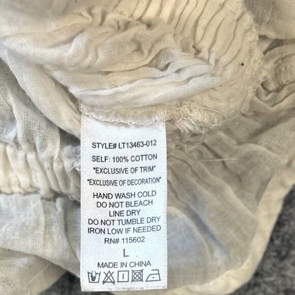 Lush Peasant Blouse WMNS L White Boho Cottagecore Feminine Ruffle V-Neck Top - Picture 7 of 14